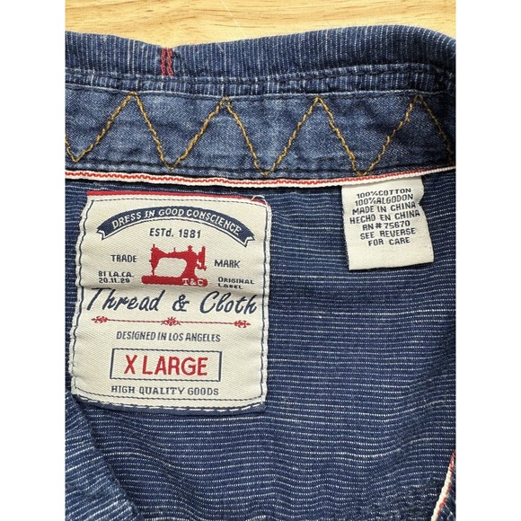 Thread & Cloth Mens Western Pearl Snap Short Sleeve Button Up Shirt Size XL Blue - Picture 3 of 4